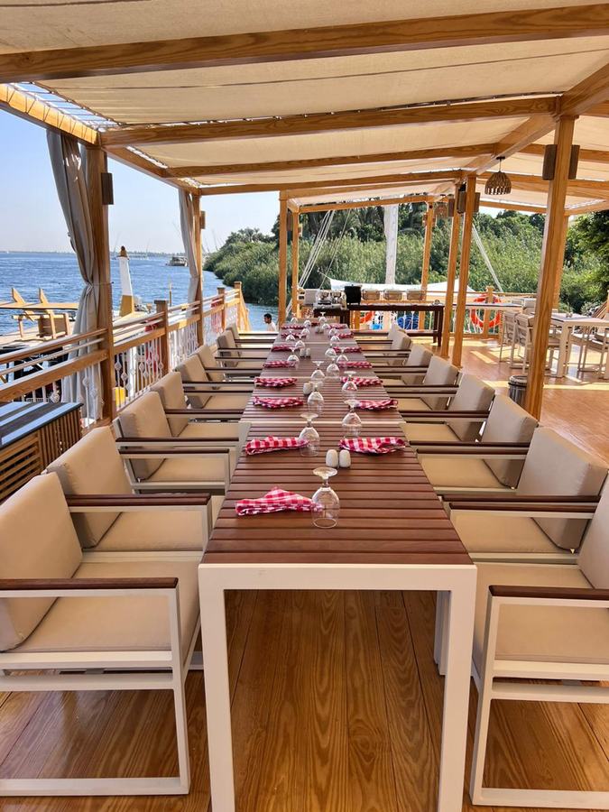 Dining aboard the Dahabiya